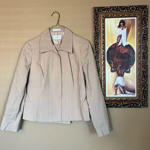 Khaki pinstripe pants suit